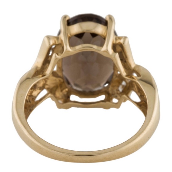Elegant 14k 5.03ct Smoky Quartz and Topaz Cocktail Ring Size 7 - Picture 4 of 6